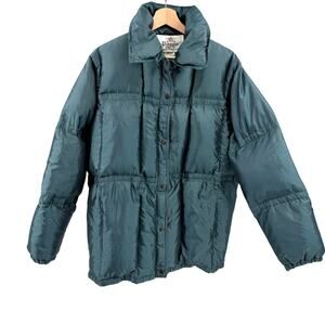Vintage 80s Pioggia Count Romi Teal Iridescent Down Filled Puffer Jacket